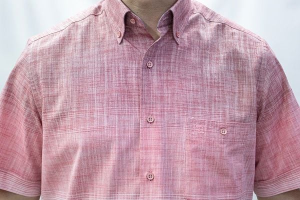 Kısa Kol %100 Pamuk Pano Desen Pembe-Bordo 474-25kby-8