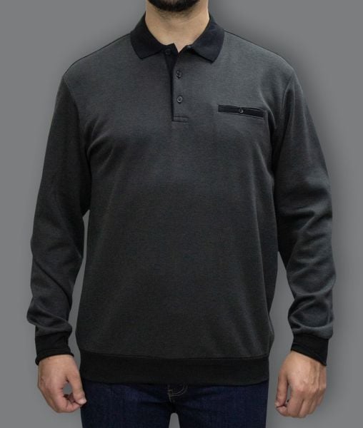 Sweatshirt Erdal Tabak Pin1013 Jakarlı SW24-02 Siyah-Füme