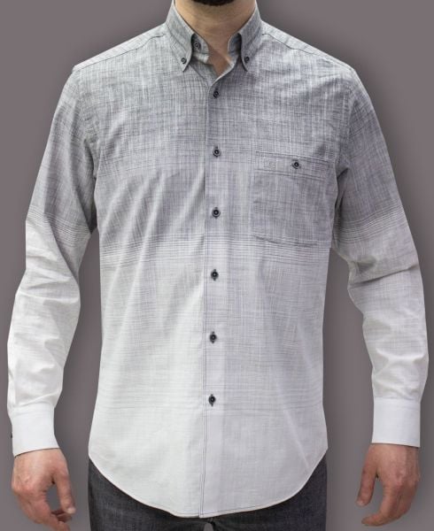 Uzun Kol Keten-Pamuk Gömlek Gri-K.Gri 574-25kby-3