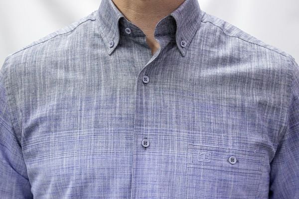 Uzun Kol Keten-Pamuk Gömlek Mavi-K.Mavi 574-25kby-4