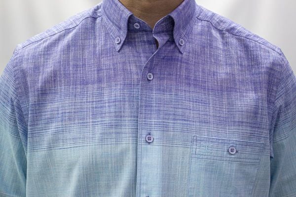 Uzun Kol Keten-Pamuk Gömlek Mavi-Cam Göbeği 574-25kby-7