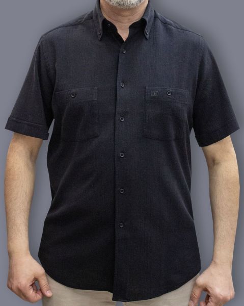 Kısa Kol Krinkıl Çift Cep Siyah 675-25hyy-1