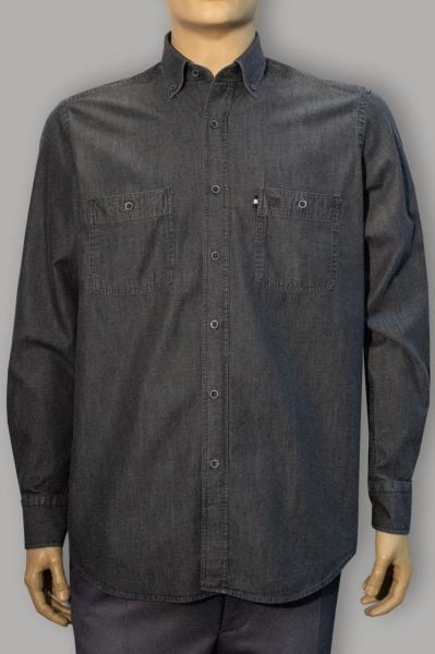 Uzun Kol Kot Gömlek Koyu Gri 753k-24y-1