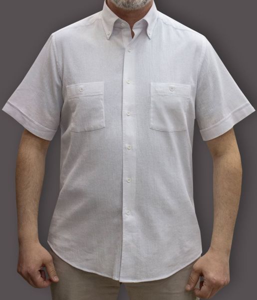 Kısa Kol Krinkıl Çift Cep Beyaz 675-25hyy-3