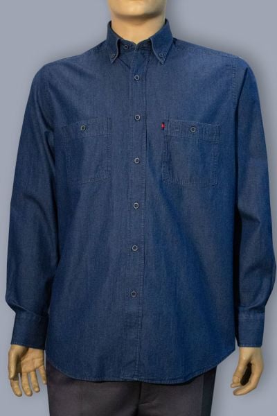 Uzun Kol Kot Gömlek Koyu Mavi 753k-24y-2