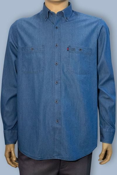 Uzun Kol Kot Gömlek Açık Mavi 753k-24y-3