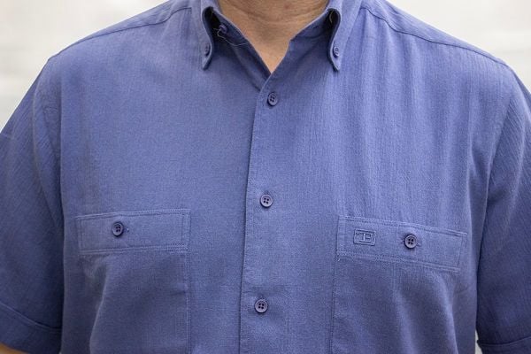 Kısa Kol Krinkıl Çift Cep İndigo 675-25hyy-6