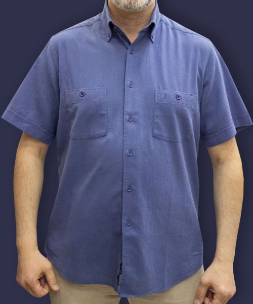 Kısa Kol Krinkıl Çift Cep İndigo 675-25hyy-6