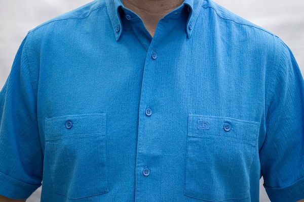 Kısa Kol Krinkıl Çift Cep Boncuk Mavisi 675-25hyy-7