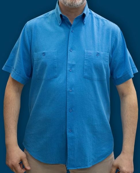 Kısa Kol Krinkıl Çift Cep Boncuk Mavisi 675-25hyy-7