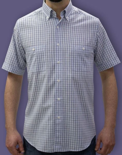 Kısa Kol Poplin Çift cepli 675-25kby-31 Mavikahve