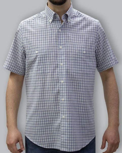 Kısa Kol Keten Pamuk Çift cepli 675-25kby-32 Mavigri