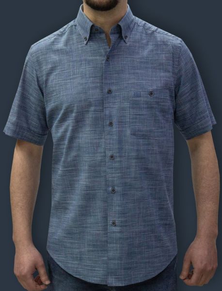 Kısa Kol Keten Pamuk 675-25kby-33 indigo