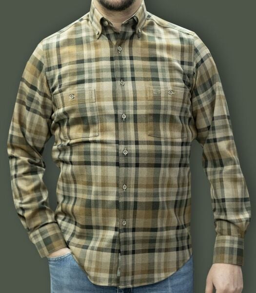 Uzun Kol Özel Kışlık Kumaş Pamuk Viskon Bej-Kahve Çift Cep 574x-25k-2