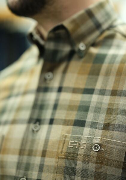 Uzun Kol Özel Kışlık Kumaş Pamuk Viskon Bej-Kahve Çift Cep 574x-25k-2