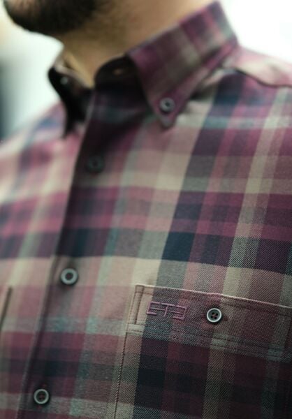 Uzun Kol Özel Kışlık Kumaş Pamuk Viskon Bordo-Kahve Çift Cep 574x-25k-3