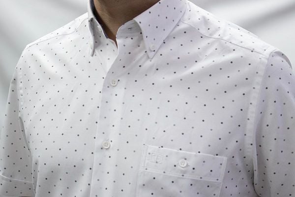 Kısa Kol Poplin Siyah gri noktalı 675e-25kby-44