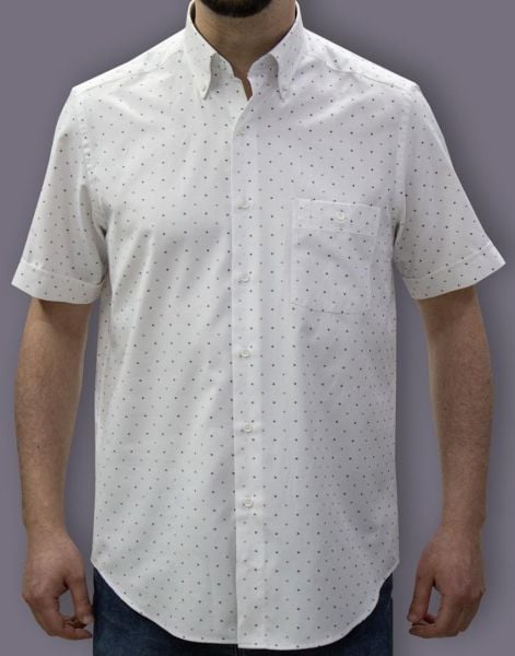 Kısa Kol Poplin Siyah gri noktalı 675e-25kby-44