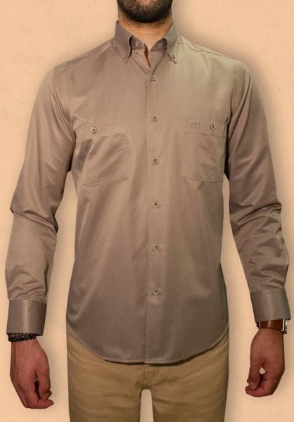 Uzun Kol Çift Cep Gömlek S.Kahve 750s-23k-6