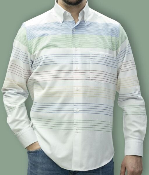 Uzun Kol %100 Pamuk Pano Desen Gömlek 574-25k-4