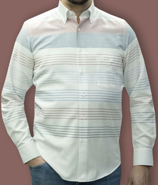 Uzun Kol %100 Pamuk Pano Desen Gömlek 574-25k-7