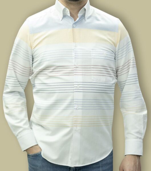 Uzun Kol %100 Pamuk Pano Desen Gömlek 574-25k-8