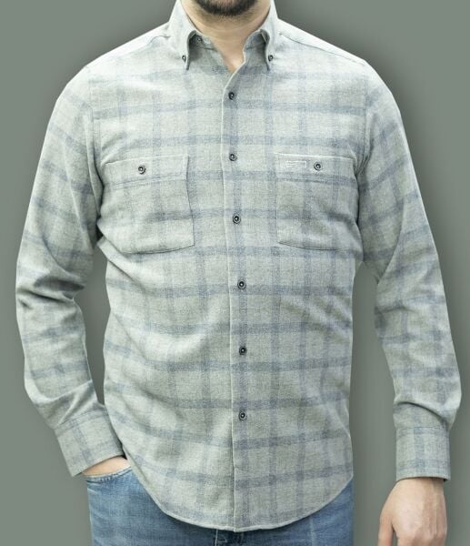 Kışlık Gömlek Çift Cep Gri 752-25k-6