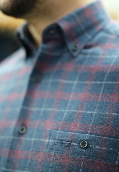 Kışlık Gömlek Çift Cep Lacivert Bordo 752-25k-5