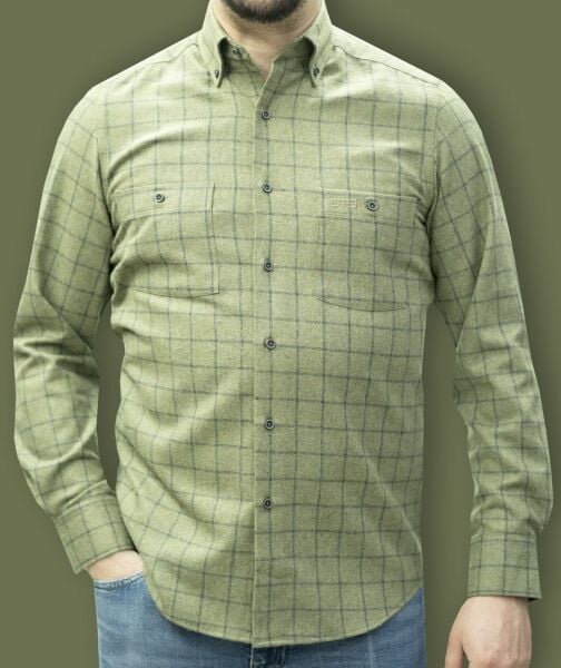 Kışlık Gömlek Çift Cep Yeşil 752-25k-4