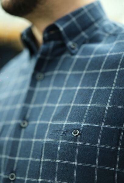 Kışlık Gömlek Çift Cep Lacivert 752-25k-2