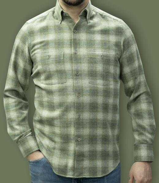 Kışlık Gömlek Çift Cep Yeşil 752-25k-1